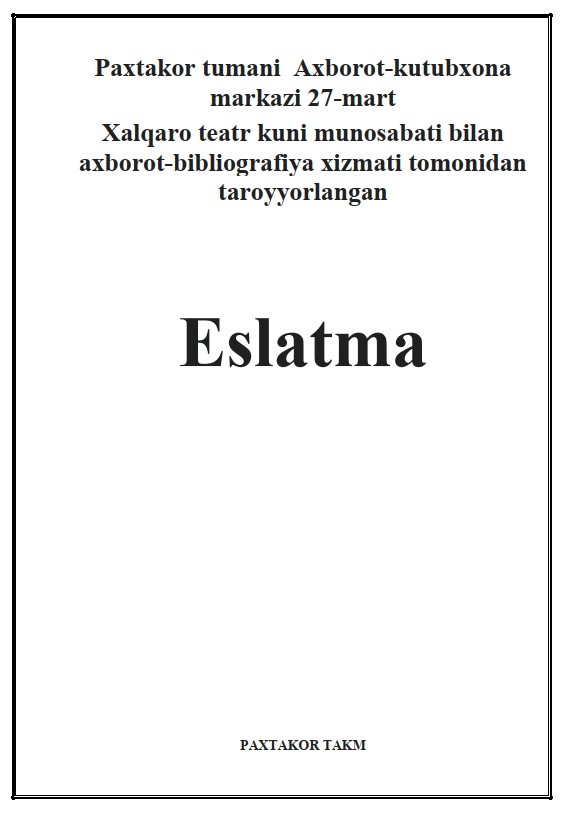 ESLATMA AXBOROT KUTUBXONA MARKAZI 27 MART